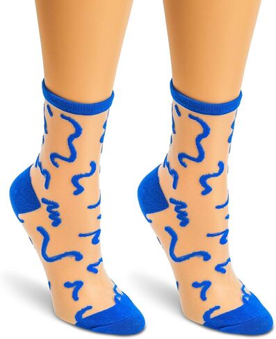 Zodaca 3 Pairs Transparent Ankle Socks, Sheer Pattern Socks for Women (3 Designs, One Size Fits Most) in Kuwait