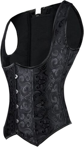 Blidece Women's Lace Up Boned Underbust Corset Denim Bustier Vest Top Waist Cincher S-6XL in Kuwait
