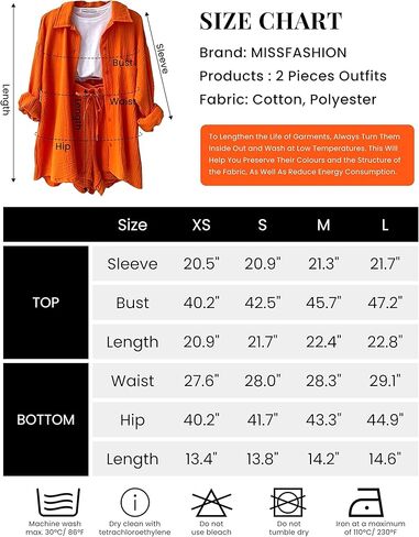 MISSFASHION قطعتين ملابس للنساء قمصان طويلة الأكمام وشورتات مجموعات القطن الكتان صالة مجموعات in Kuwait