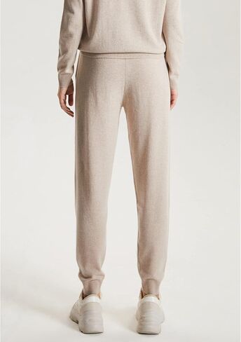 طقم بدلة رياضية نسائية محبوكة من الكشمير من GreenMount مكونة من قطعتين، بلوفر بولو عميق على شكل حرف V وبنطلون رياضي يحافظ على دفء 37.5 درجة (كاكي، M) in Kuwait