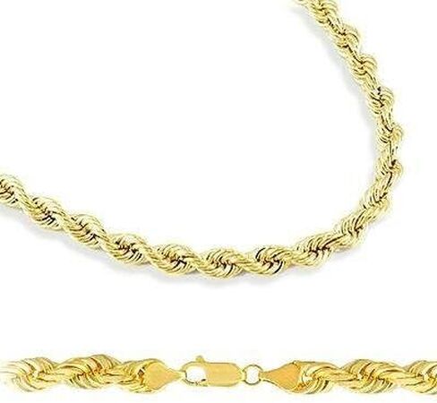 Sonia Jewels 14k Yellow Gold Hollow Rope Chain Necklace 3mm 24" in Saudi Arabia