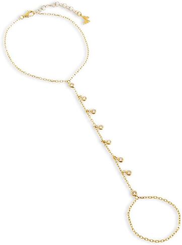 ADINA EDEN 14K Gold Plated Cubic Zirconia Bracelets For Women, CZ Sterling Silver Hand Chain Bracelet For Women in Kuwait