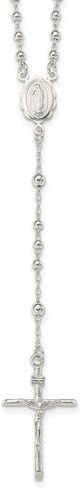 Diamond2Deal Sterling Silver Polished Rosary Necklace Fine Jewelry Gift for Women in Saudi Arabia