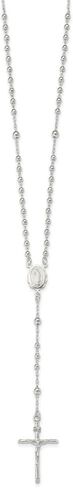 Diamond2Deal Sterling Silver Polished Rosary Necklace Fine Jewelry Gift for Women in Saudi Arabia