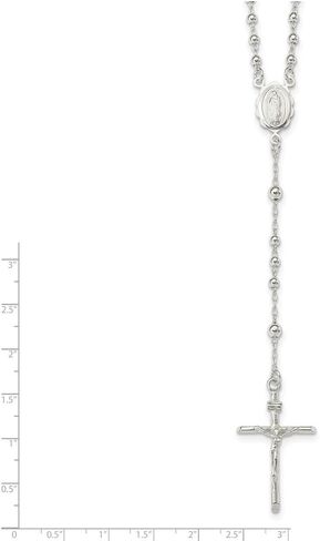Diamond2Deal Sterling Silver Polished Rosary Necklace Fine Jewelry Gift for Women in Saudi Arabia