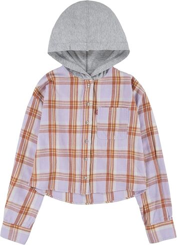 Levi's® Girl's Hooded Button-Up Flannel Shirt (Big Kids) Pastel Lilac XL (14-16 Big Kid) in Saudi Arabia