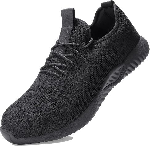 Furuian Steel Toe Shoes for Men Comfortable Safety Shoes Non Slip Steel Toe Sneakers Warehouse Industry Contstruction Mens Work Shoes All Black in Kuwait