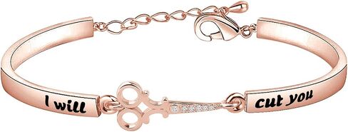 HOLLP Expandable Hairdresser Bracelet Hair Stylist Gift I Will Cut You Hairdresser Jewelry Scissor Bangle Bracelets with Comb Hair Drier Charm Graduation Gift in Saudi Arabia