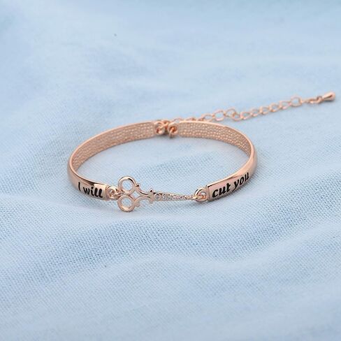 HOLLP Expandable Hairdresser Bracelet Hair Stylist Gift I Will Cut You Hairdresser Jewelry Scissor Bangle Bracelets with Comb Hair Drier Charm Graduation Gift in Saudi Arabia