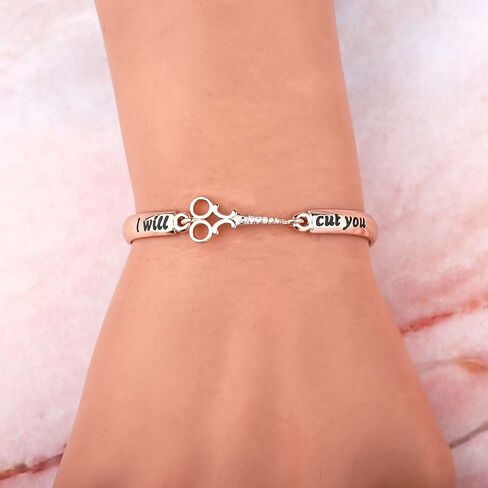 HOLLP Expandable Hairdresser Bracelet Hair Stylist Gift I Will Cut You Hairdresser Jewelry Scissor Bangle Bracelets with Comb Hair Drier Charm Graduation Gift in Saudi Arabia