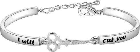 HOLLP Expandable Hairdresser Bracelet Hair Stylist Gift I Will Cut You Hairdresser Jewelry Scissor Bangle Bracelets with Comb Hair Drier Charm Graduation Gift in Saudi Arabia