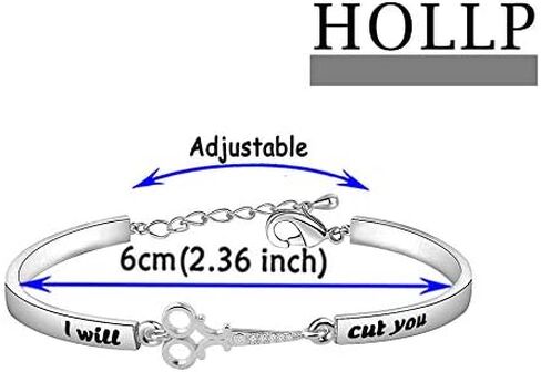 HOLLP Expandable Hairdresser Bracelet Hair Stylist Gift I Will Cut You Hairdresser Jewelry Scissor Bangle Bracelets with Comb Hair Drier Charm Graduation Gift in Saudi Arabia