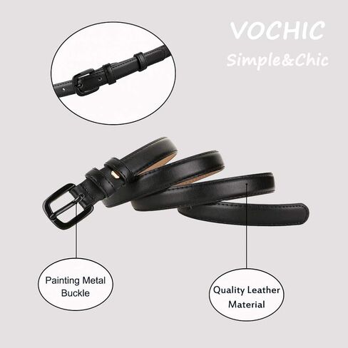VOCHIC Trendy Women Leather Skinny Belts for Jeans Pants Thin Dress Waist Belt in Saudi Arabia