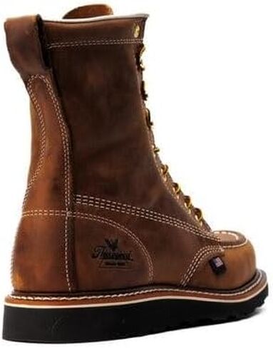 Thorogood American Heritage 8 بوصات Moc Toe Work Boots للرجال أحذية جلدية مسامية مع نعل خارجي MAXWear Wedge مقاوم للانزلاق وGoodyear Storm Welt in Kuwait