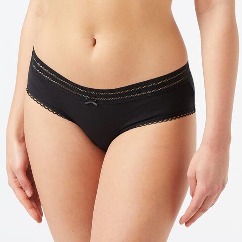 Iris & Lilly Women's Cotton Cheeky Hipster Knickers with Lace Detail, Pack of 5 in Saudi Arabia