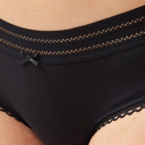 Iris & Lilly Women's Cotton Cheeky Hipster Knickers with Lace Detail, Pack of 5 in Saudi Arabia