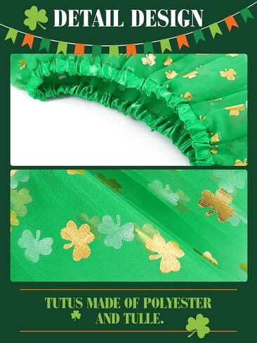 تنورة كاكاكو سانت باتريك توتو باللون الأخضر شامروك تول تنورات قصيرة زي توتو للمهرجانات الأيرلندية للنساء والفتيات in Kuwait