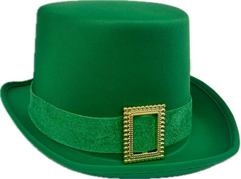 GiftExpress 4 Pack St. Patrick's Day Leprechaun قبعة علوية قبعة من الساتان الأخضر مع شريط مخملي وإبزيم ذهبي لزي Leprechaun ديكورات العرض الأيرلندية in Saudi Arabia