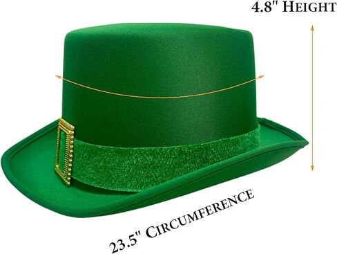 GiftExpress 4 Pack St. Patrick's Day Leprechaun قبعة علوية قبعة من الساتان الأخضر مع شريط مخملي وإبزيم ذهبي لزي Leprechaun ديكورات العرض الأيرلندية in Saudi Arabia