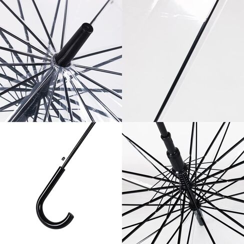 Meichoon Clear Umbrella for Rain Wedding 16 Ribs Big Size Windproof Auto Open See Through Travel Essentials in Kuwait