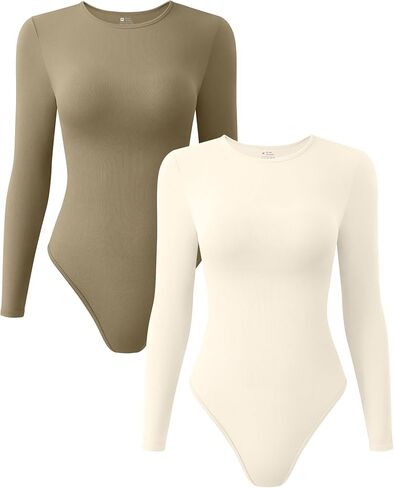 TOB للنساء قطعتين ملابس داخلية مثيرة مضلع قطعة واحدة كم طويل رقبة دائرية ملابس داخلية رمادي داكن بيج in Kuwait