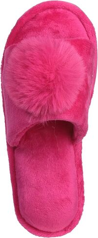 Girl's Slipper Lovely Velvet Pom-pom Open Toe Kids House Slides in Saudi Arabia