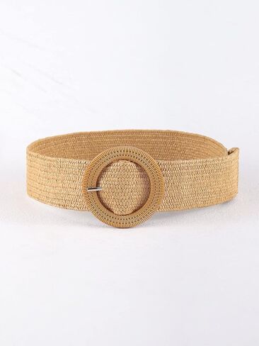 Verdusa Women's Round Buckle Elastic Straw Belts Boho Waist Belt in Saudi Arabia