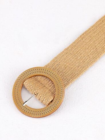 Verdusa Women's Round Buckle Elastic Straw Belts Boho Waist Belt in Saudi Arabia
