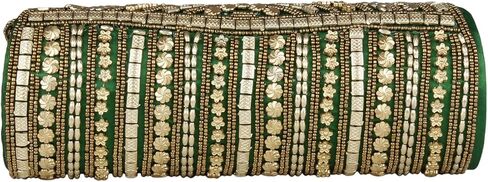 Beaded Sizzling Rajasthani Style Hand-Cum-Wedding Clutch for Women & Girls - Green Color in Kuwait