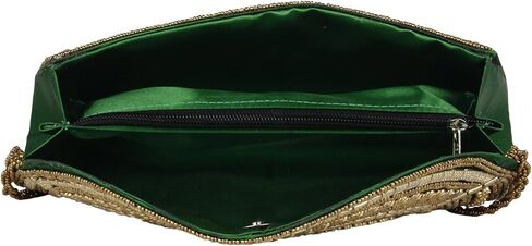 Beaded Sizzling Rajasthani Style Hand-Cum-Wedding Clutch for Women & Girls - Green Color in Kuwait