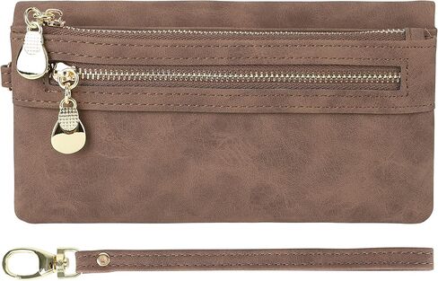 محفظة نسائية من جلد البولي يوريثان، متعددة الجيوب، كبيرة وطويلة، باللون الأسود in Kuwait