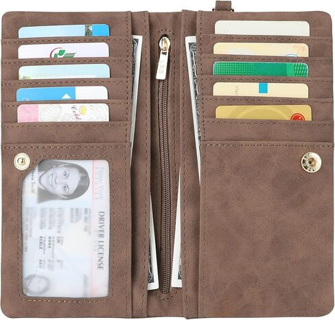 محفظة نسائية من جلد البولي يوريثان، متعددة الجيوب، كبيرة وطويلة، باللون الأسود in Kuwait