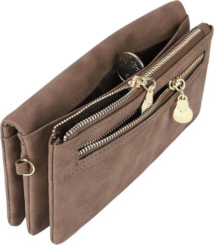 محفظة نسائية من جلد البولي يوريثان، متعددة الجيوب، كبيرة وطويلة، باللون الأسود in Kuwait