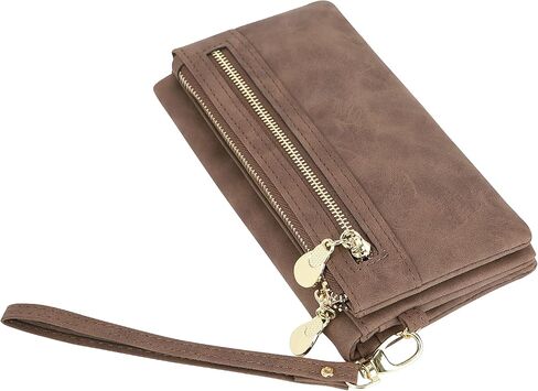 محفظة نسائية من جلد البولي يوريثان، متعددة الجيوب، كبيرة وطويلة، باللون الأسود in Kuwait