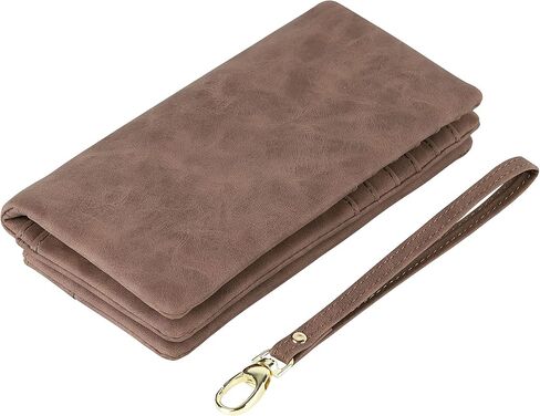 محفظة نسائية من جلد البولي يوريثان، متعددة الجيوب، كبيرة وطويلة، باللون الأسود in Kuwait