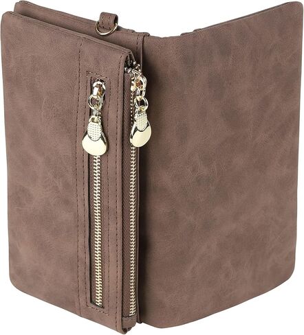 محفظة نسائية من جلد البولي يوريثان، متعددة الجيوب، كبيرة وطويلة، باللون الأسود in Kuwait