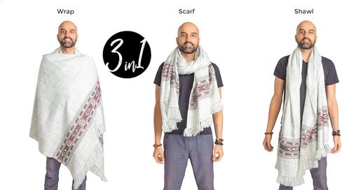 Om Shanti Crafts Meditation Shawl or Blanket, Exotic Shawl/Wrap, Oversize Scarf or Stole. Unisex in Kuwait