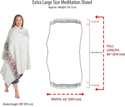 Om Shanti Crafts Meditation Shawl or Blanket, Exotic Shawl/Wrap, Oversize Scarf or Stole. Unisex in Kuwait