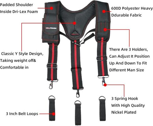 MELOTOUGH Tool Belt Suspenders for Work Belt Suspenders Heavy Duty Padded Suspenders for Electrician/Construction/Farmer in Kuwait