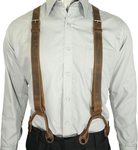 Hide & Groom، حمالات نهاية بزر خلفي على شكل حرف Y لرفقاء العريس، أفضل الرجال، العزاب، مثالية لحفلات الزفاف، وحفلات العشاء، جلد محبب بالكامل، مصنوع يدويًا، بني بوربون in Kuwait