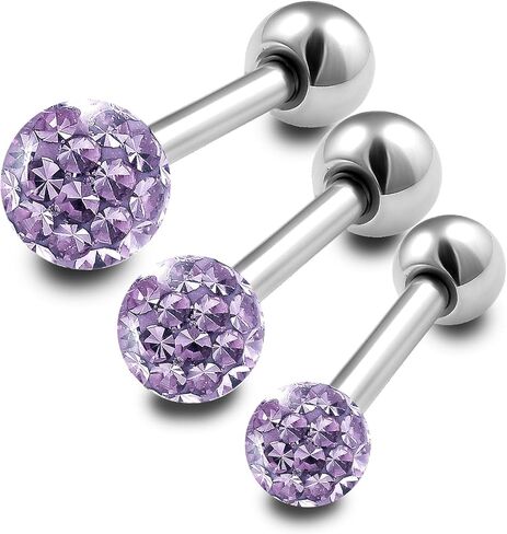 Bodyjewellery 3 قطع 16 جرام 1/4 الغضروف الزنمة الحديد مسمار إلى الأمام الحلزون العلوي الكرة Ferido كريستال الجراحية الصلب-اختيار اللون in Kuwait
