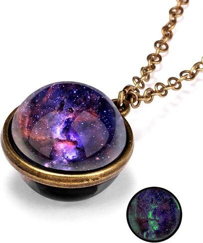 Galaxy Pendant Necklaces Planets Necklace Pendent Double-Sided Glass Ball Universe Galaxy Solar System Guardian Stars Necklace Astronomy Solar System Star Beautiful Necklace Lover Gift in Kuwait