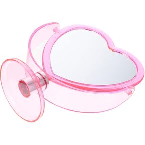 FOMIYES Tabletop Vanity Mirror Heart- Shaped Double Sided Magnifying Makeup Mirror Bathroom Bedroom Vanity Mirror Pink