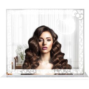 مرآة مكياج فانيتي هالو كيتي RGB بلس فانيتي للمكتب والتطبيق والتحكم باللمس الناعم عاكسة للضوء بألوان قوس قزح مع مرآة مكبرة 3X قابلة للإزالة (أبيض) in Kuwait