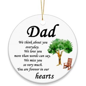 Jenaai Memorial Gift for Loss Dad Ceramic Tree Hanging Memory Ornament Memorial Gift for Loss of Father Keepsake for Condolence Bereavement Sympathy Gift