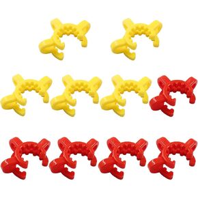 10 PCS 14mm Lab Joint Clips - Lab Keck Clamps Joint Lab Accessory for Glass Standard Conical Interface Clip Ground Glass Joint - Yellow and Red