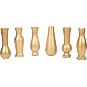 مزهريات معدنية حديثة ذهبية اللون من Koyal للزهور، مجموعة كبيرة من 6 مزهريات صغيرة للزهور، مزهريات برعم in Kuwait