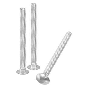 uxcell 1/4-20x1/2 Carriage Bolt, 10pcs Round Head Square Neck Screws, 304 Stainless Steel, Fully Threaded, Silver