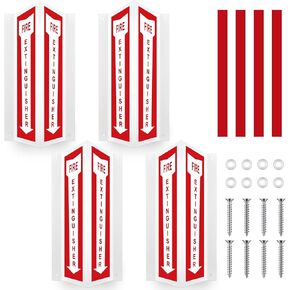 Therwen 4 Sets 3D Fire Extinguisher Sign Arrow Down Fire Projection Wall Sign 12"x4", Aluminum Panel, with Pre Drilled Mounting Holes, Screws and Washers Included, Easy to Install