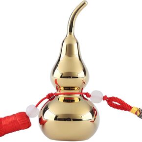Funeral Small Keepsake Urn for Ashes-100% Brass-Mirror Polishing-Wu Lou Gourd Cremation Urn for Human Ashes or Pet Ashes- with a Tassel Lanyard- Fits a Small Amount of Cremated Remains